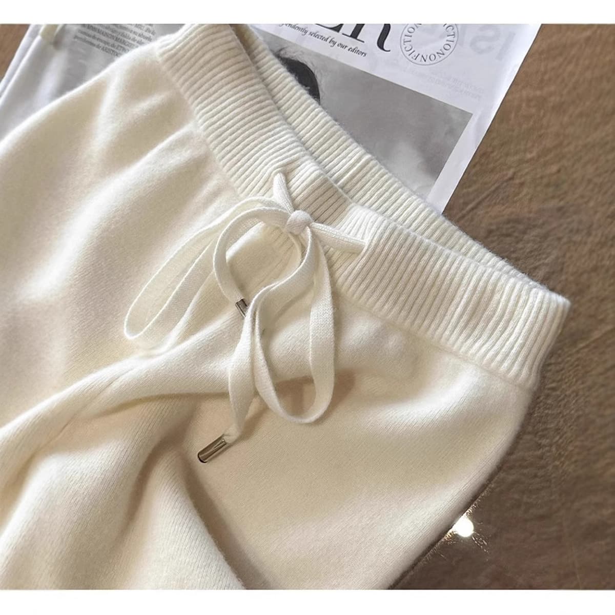 Осенне-зимние элегантные широкие брюки из 100% австралийской чистой шерсти с высокой талией для женщин, прямые брюки из...