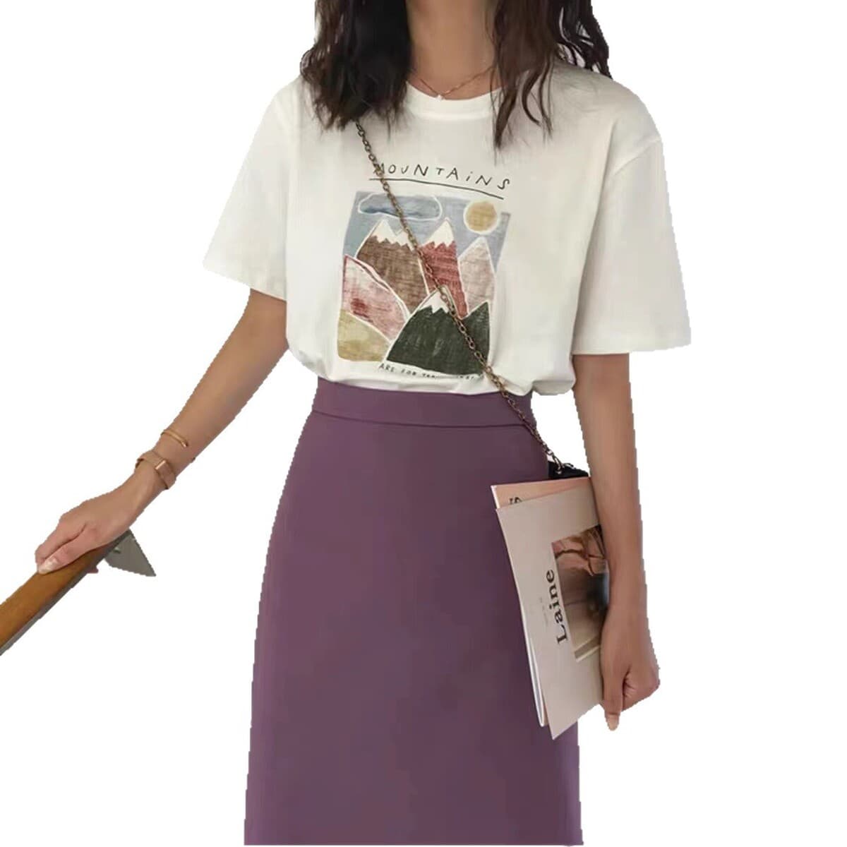 Популярная рекомендация по дропшиппингу: женская футболка из чистого хлопка с короткими рукавами и принтом, круглый вырез,...