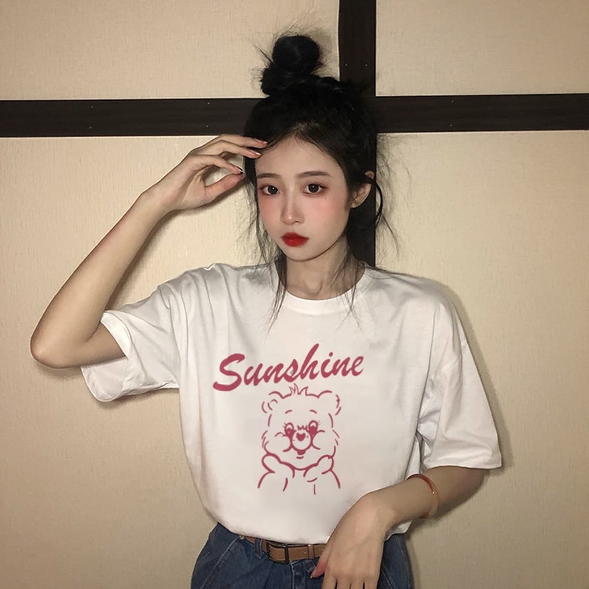 Популярная рекомендация по дропшиппингу: женская футболка из чистого хлопка с короткими рукавами и принтом, круглый вырез,...