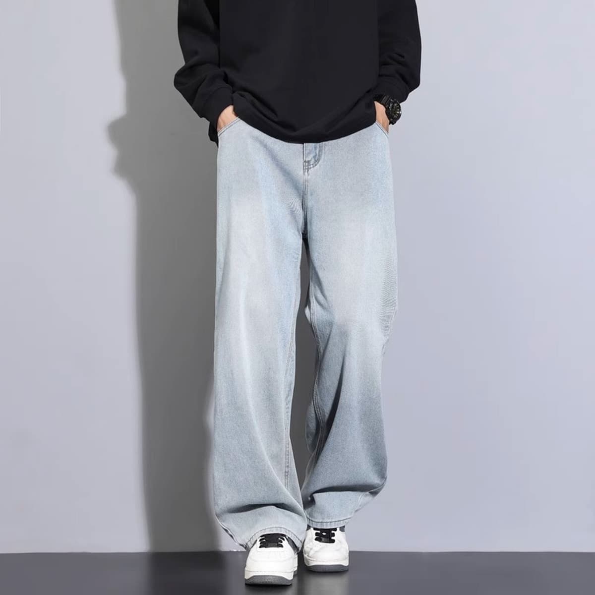 Мужские джинсы NASA, осень-зима 2025, новые, прямые, свободные, в американском стиле, повседневные, на флисовой подкладке