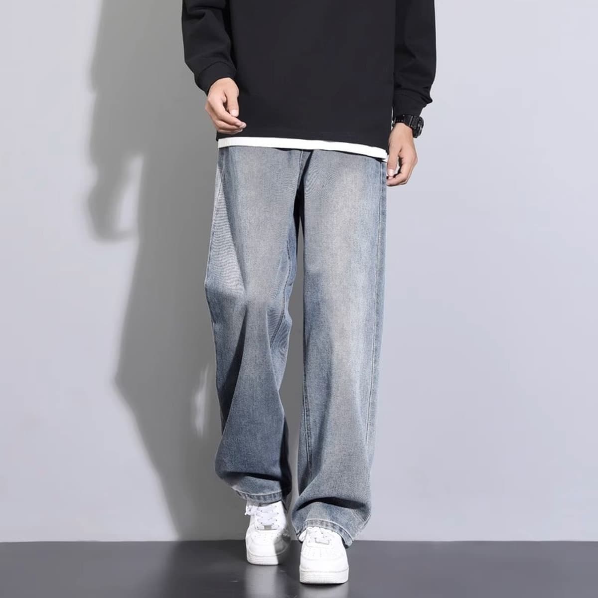 Мужские джинсы NASA, осень-зима 2025, новые, прямые, свободные, в американском стиле, повседневные, на флисовой подкладке