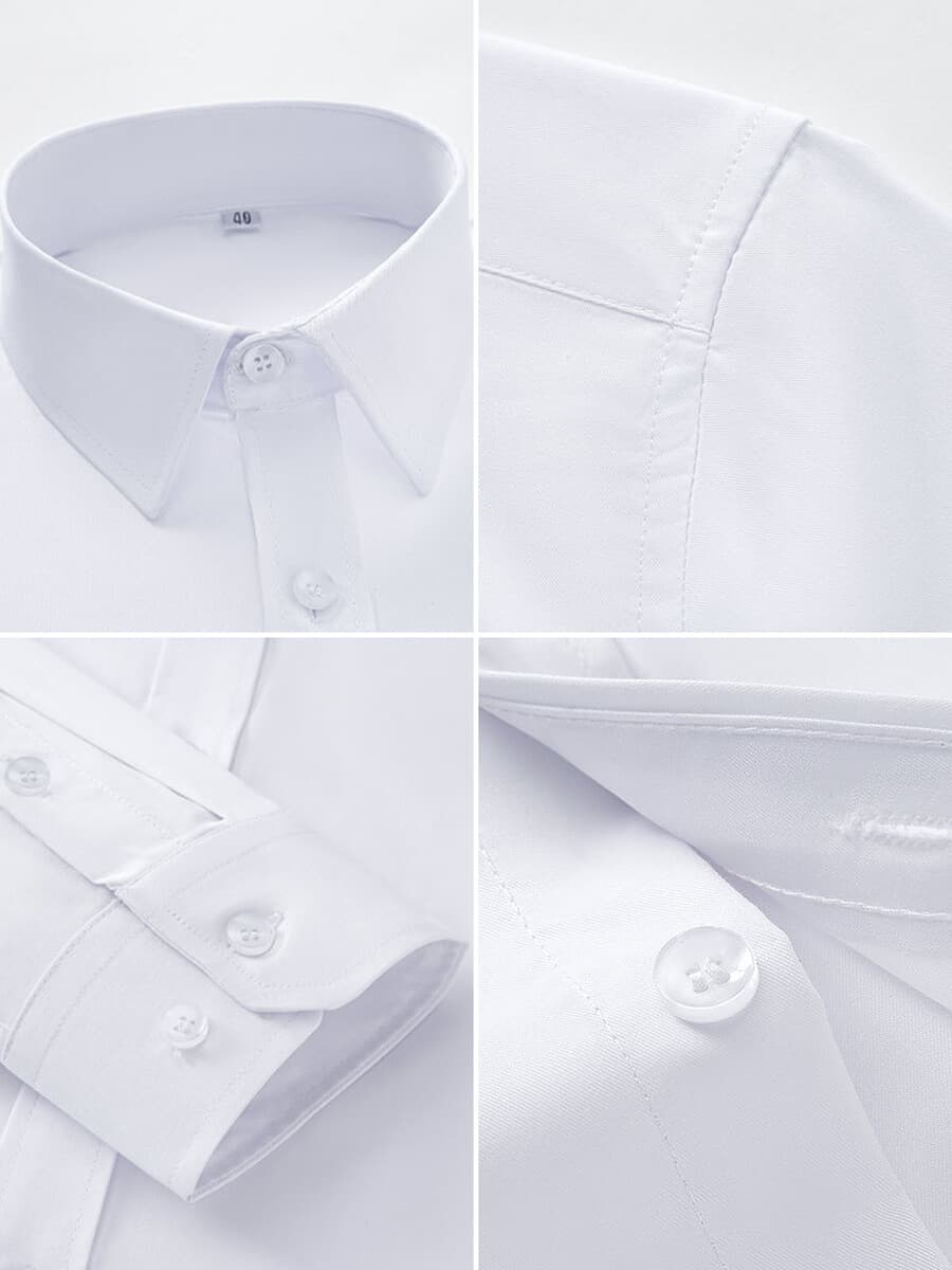 Белые рубашки мужские длинные рукава бизнес-профессиональная одежда против морщин