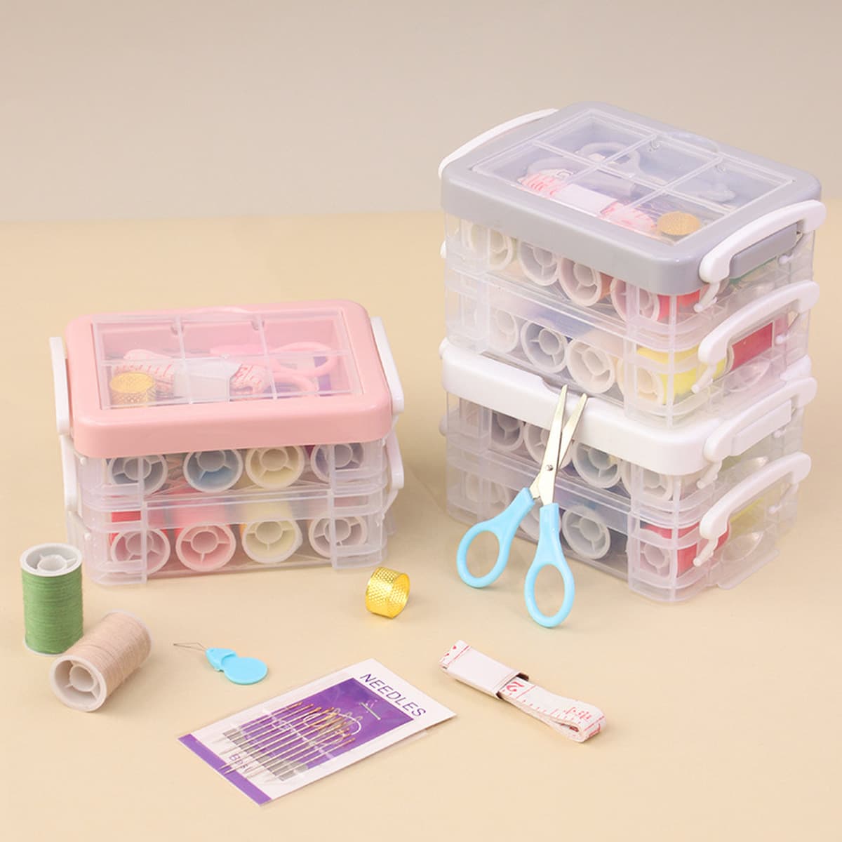 30 комплектов бытовой швейной коробки набор швейной сумки ручной шов инструмент портативный портативный шов трехслойная...