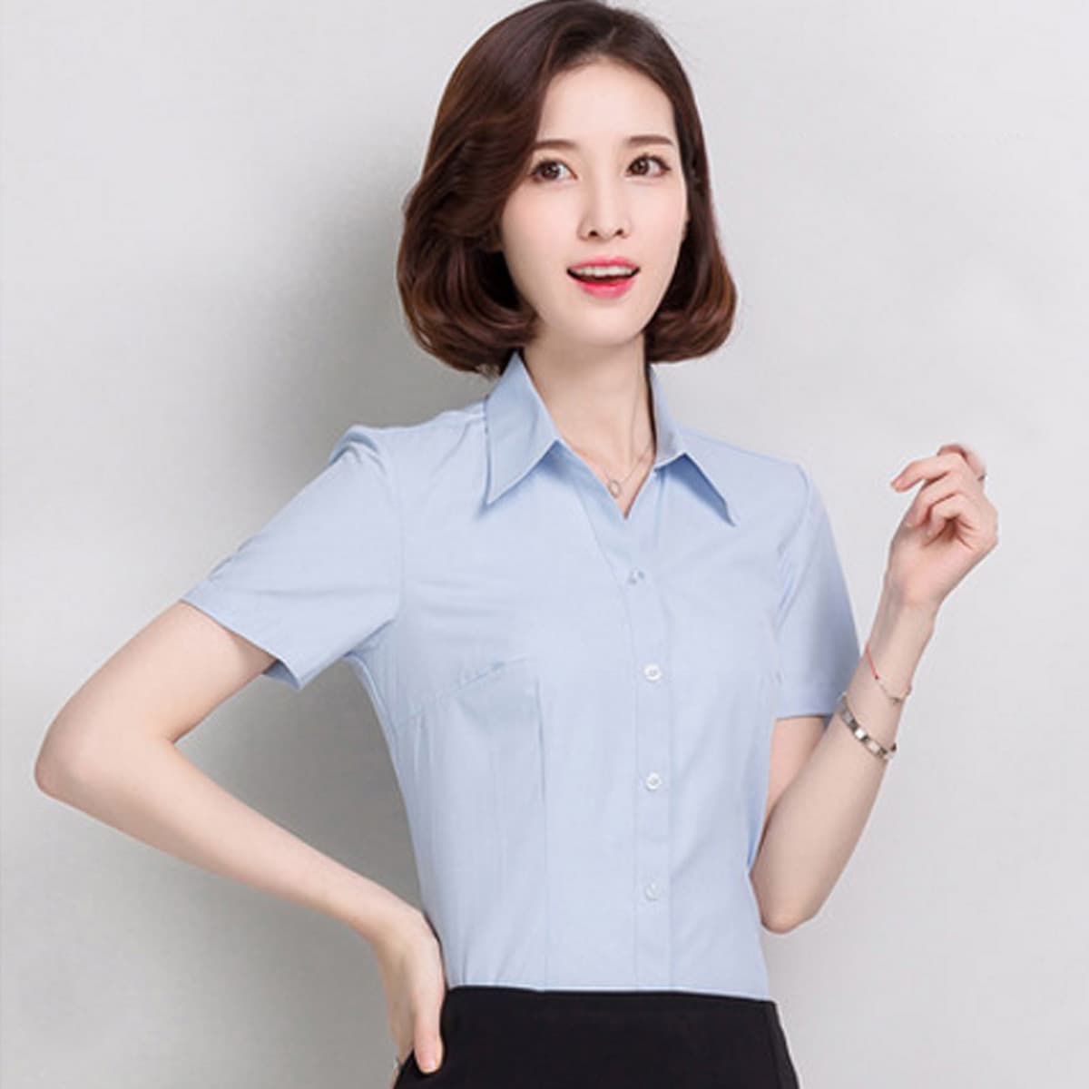Белая рубашка женское деловое платье с длинным рукавом и коротким рукавом комбинезон тонкая эластичная хлопковая рубашка без...