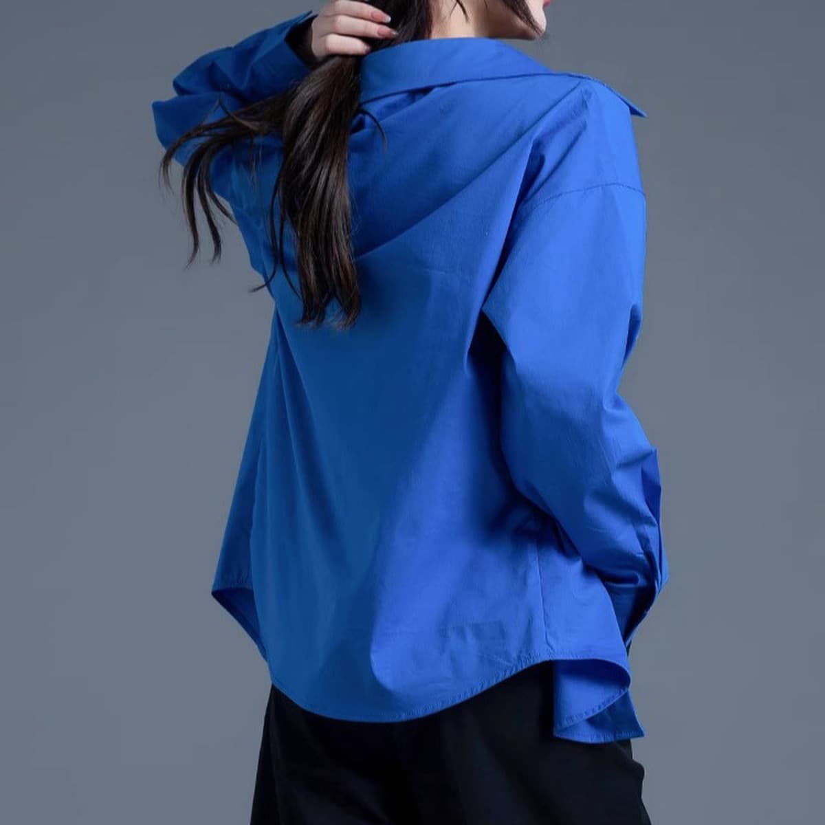 Женская рубашка цвета «синий келин» в наличии, осенне-зимний женский топ, дизайнерская рубашка, модная повседневная куртка