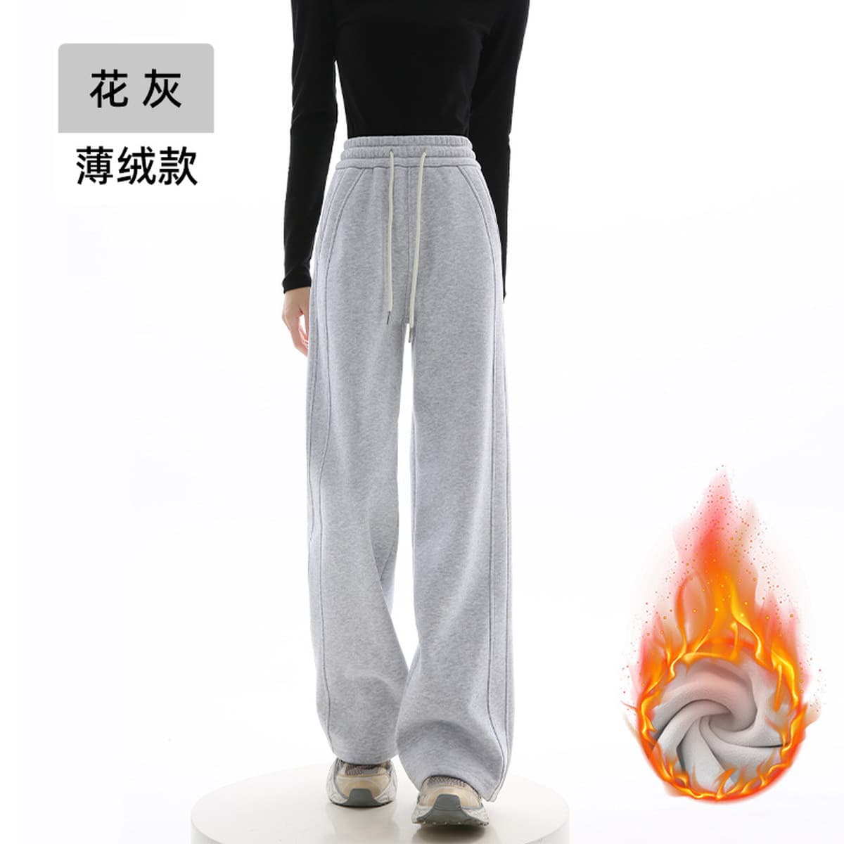 Широкие брюки в стиле Lulu для женщин, осенне-зимние повседневные прямые брюки на флисовой подкладке, спортивные брюки с...