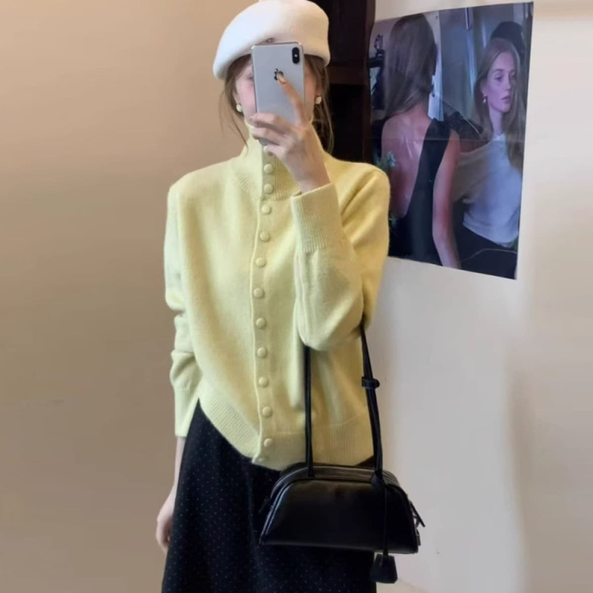 Женский кардиган в корейском стиле 2025 года: мягкий, элегантный, с высоким воротом, вязаный, свободный свитер для осени и...