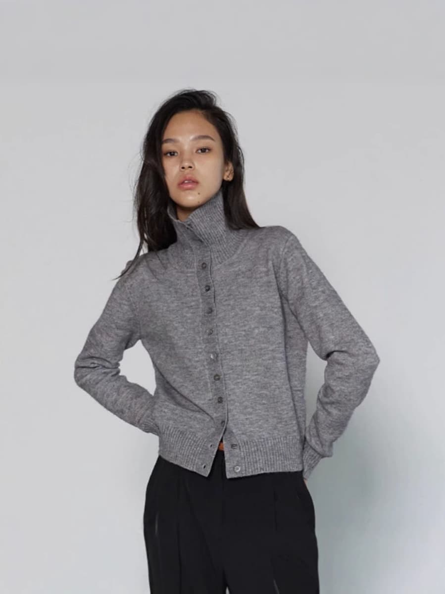 Новая универсальная элегантная рабочая одежда Dongdaemun из Южной Кореи, тонкий однобортный вязаный кардиган с высоким...