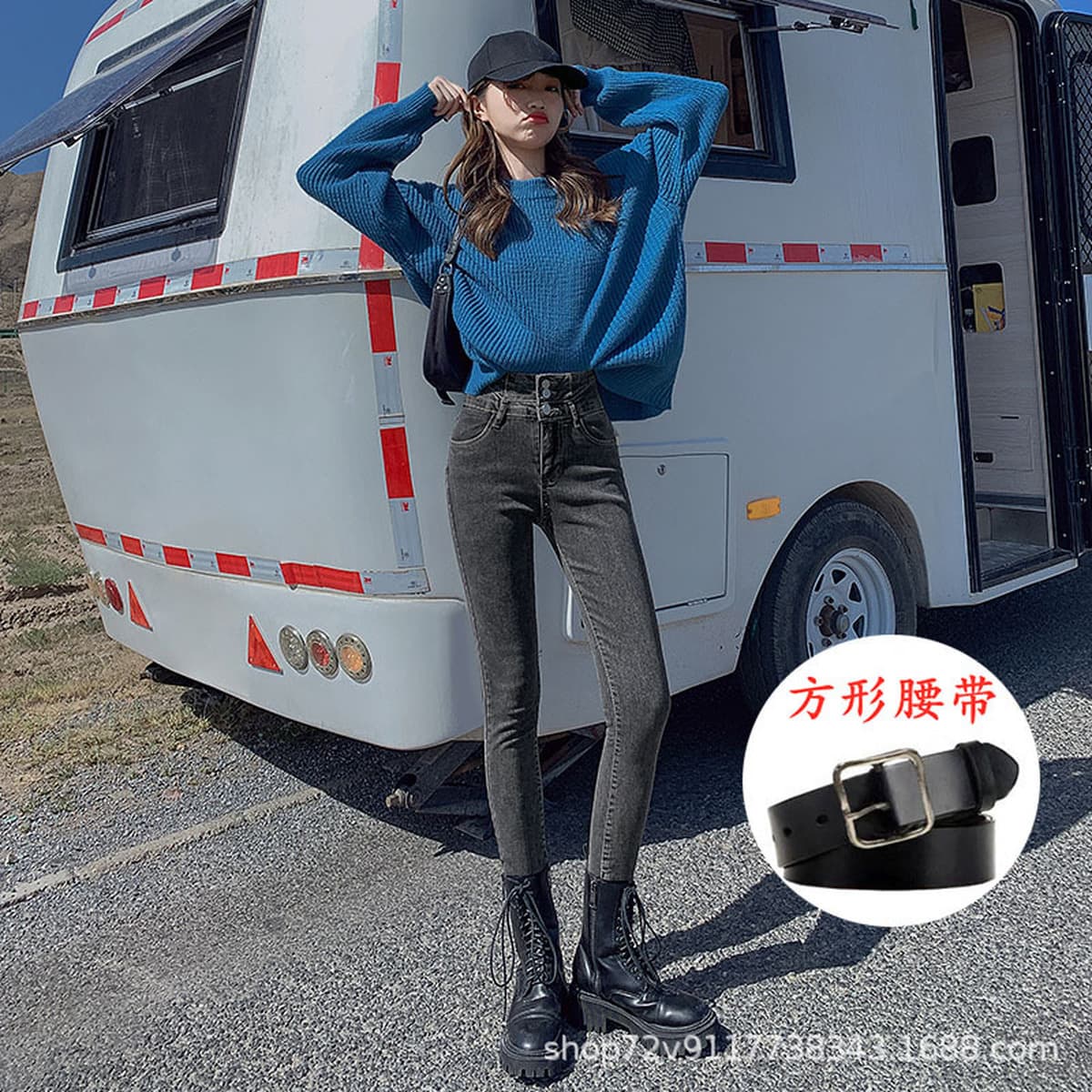 Осенью и зимой плюшевые новые ультра-высокие узкие джинсы