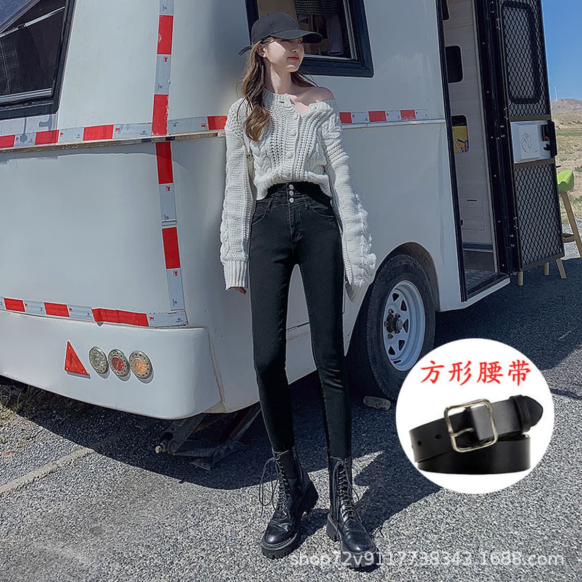 Осенью и зимой плюшевые новые ультра-высокие узкие джинсы