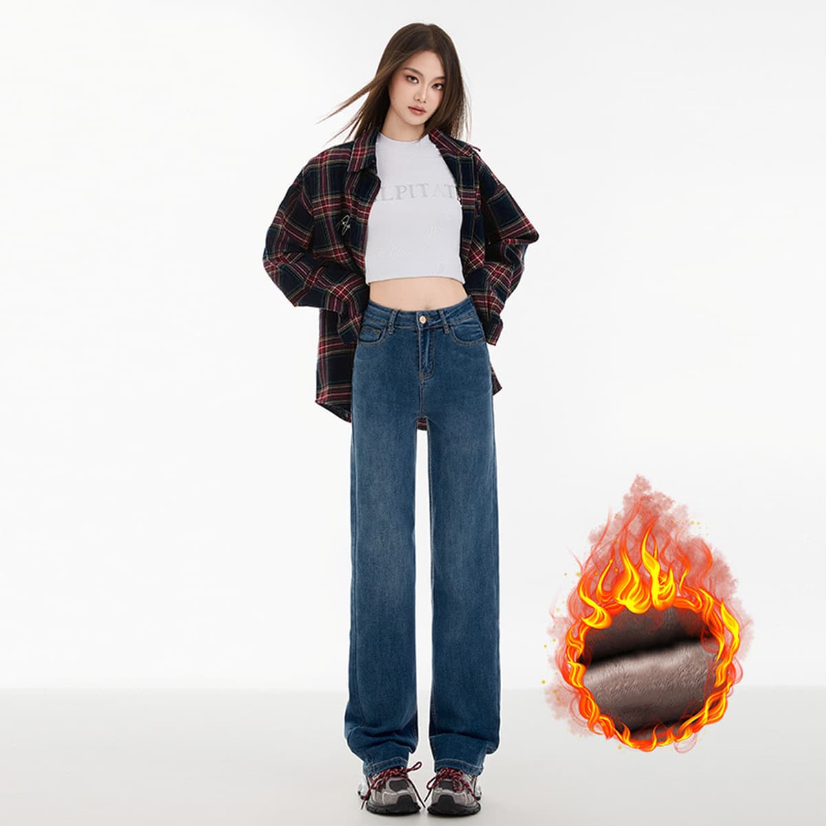 Черные прямые джинсы для женщин, новинка осени-зимы 2025, с высокой талией, стройнящие, увеличивающие рост, узкие широкие...