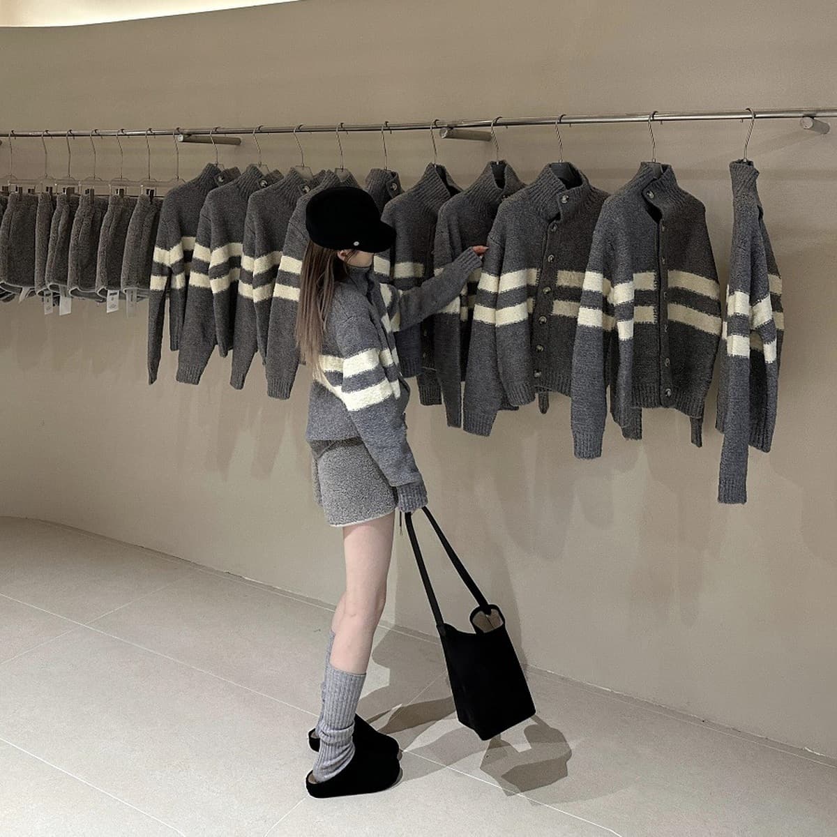 Корейский трикотажный кардиган куртка с половинным вырезом