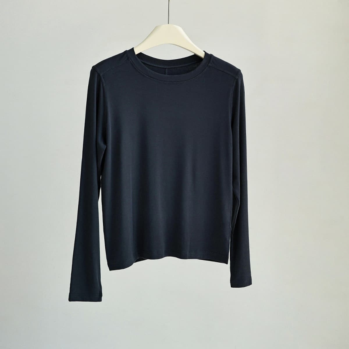 Женская базовая футболка из шерсти и тенселя, весенне-осенняя, с длинным рукавом, круглым вырезом, высокой эластичностью,...