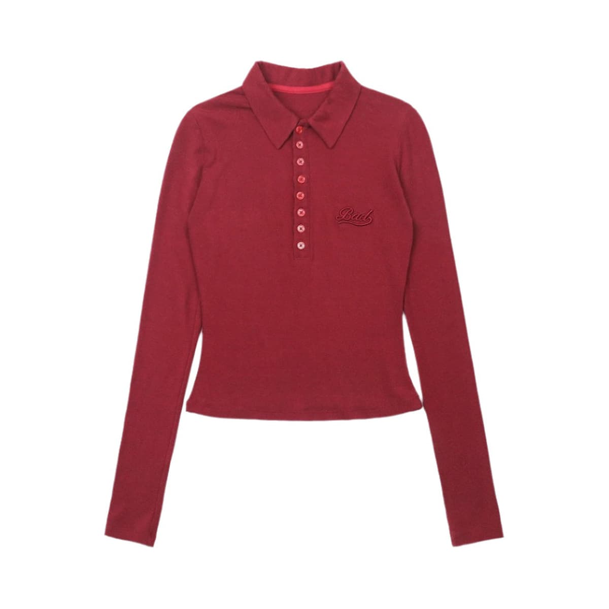 Badblood древесный уголь серый с длинными рукавами нижняя рубашка женский ретро вышивка поло воротник тонкая топочка осень