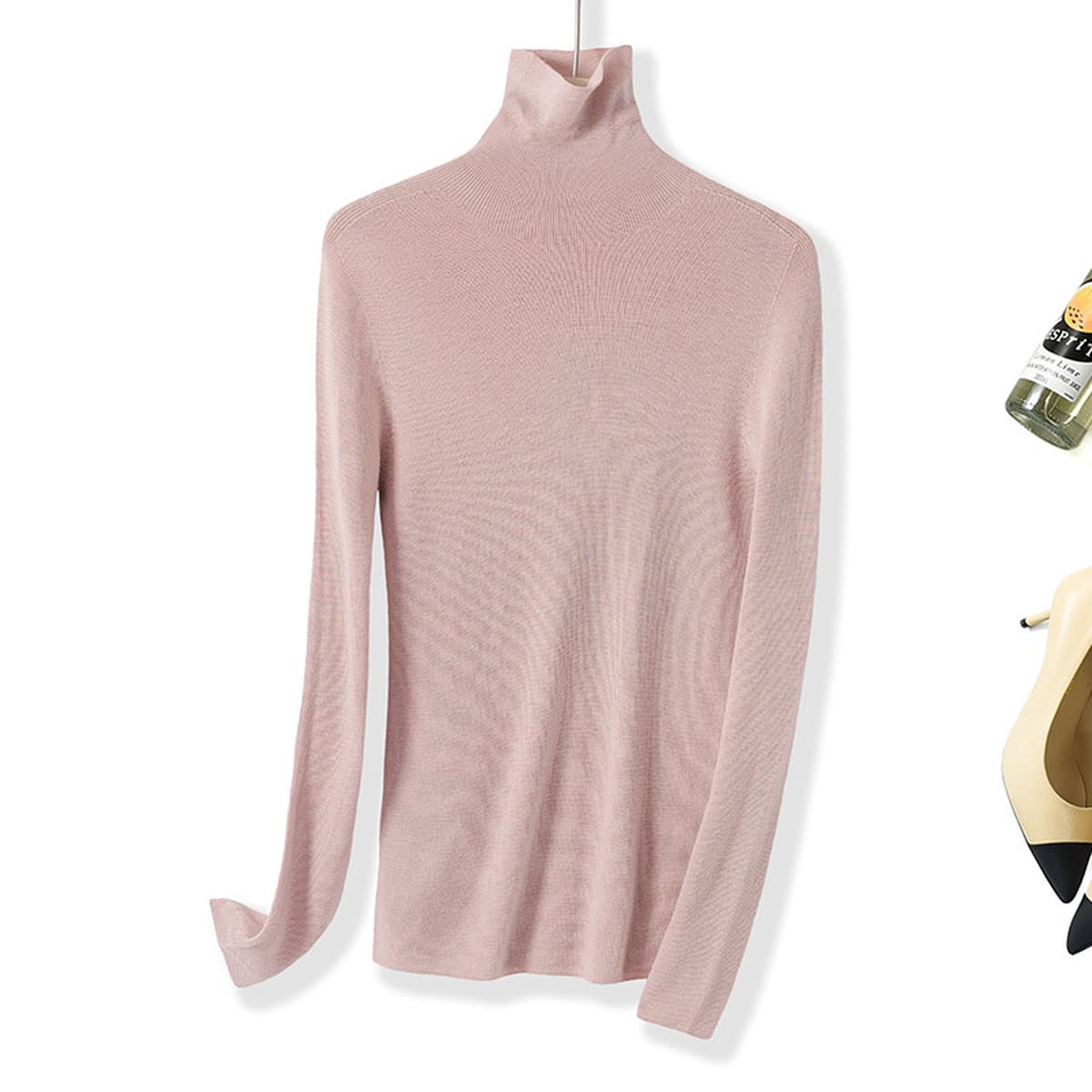 Мытье в машинном камвоне тонкая шерсть 100 шерстяных полуводолазок с высоким воротником трикотажная нижняя рубашка женский...