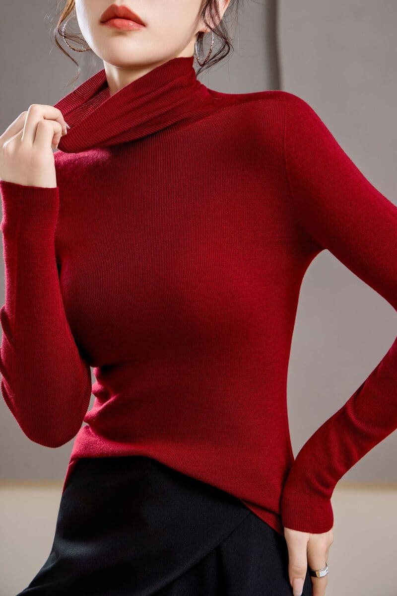 Мытье в машинном камвоне тонкая шерсть 100 шерстяных полуводолазок с высоким воротником трикотажная нижняя рубашка женский...