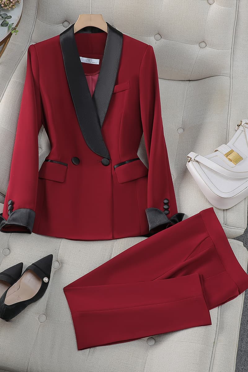 Премиум чувство двубортный красный костюм профессиональный костюм женский трансграничный новый темперамент богиня Fan модная...