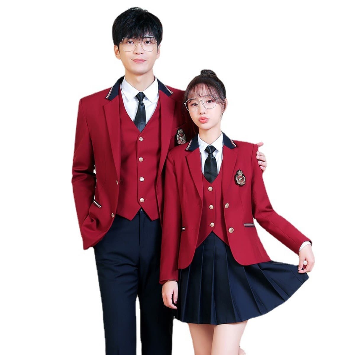 Весна 2022 Новый костюм в Корейском стиле, пиджак в клетку, плиссированная юбка, костюм для студентов, школьная форма, форма...