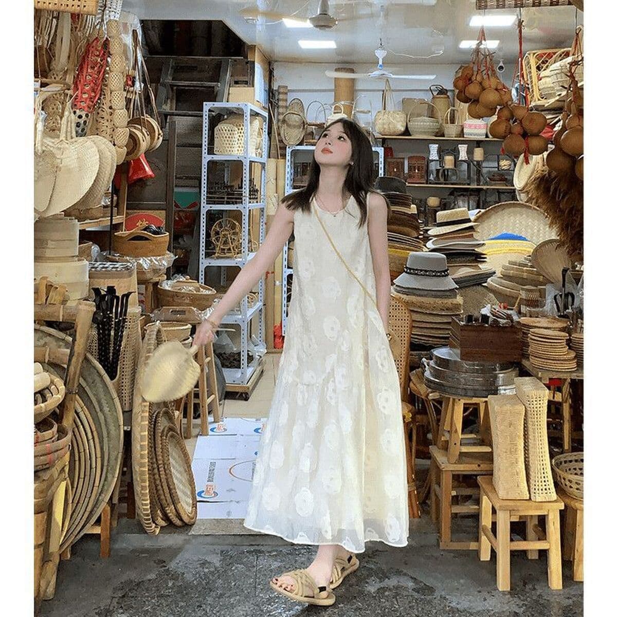 Французское темпераментное платье без рукавов жилет детское лето 2024 новый премиум чувство без спинки абрикосовое платье