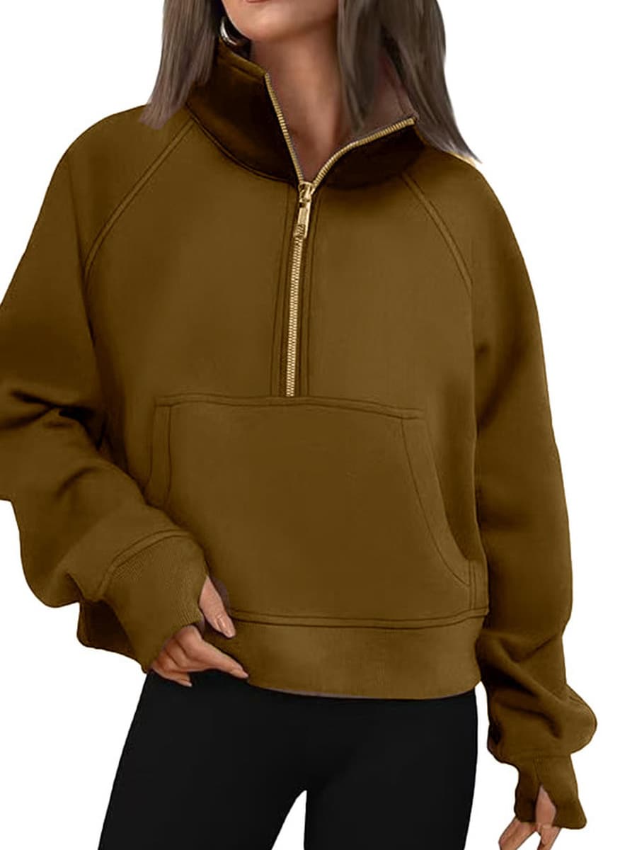 Женская флисовая куртка оверсайз с рукавами реглан и воротником-стойкой на молнии до середины груди для осени и зимы, для...