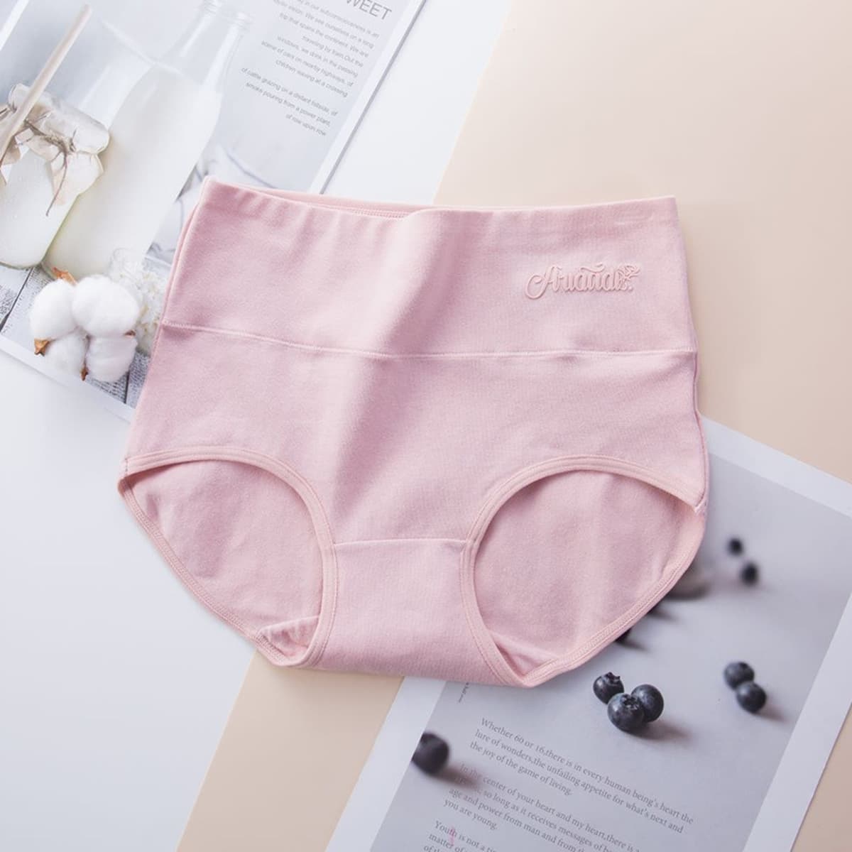 Трансграничные трусики большого размера женские хлопковые принты с высокой талией