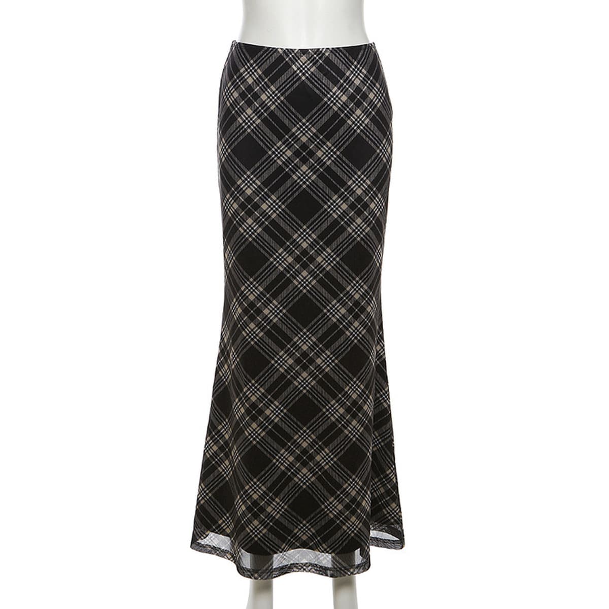 2024 Европа и США внешняя торговля летом новый тонкий модный клетчатый с высокой талией гусиный хвост юбка юбка женский