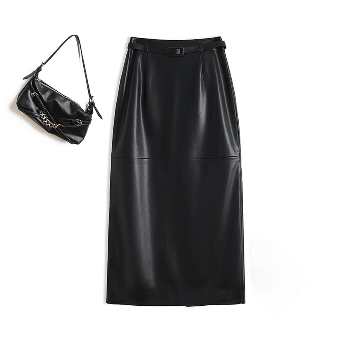 Юбка из натуральной кожи для женщин, новинка 2025 года, осенне-зимняя, с высокой талией, стройнящая, средней длины, с...