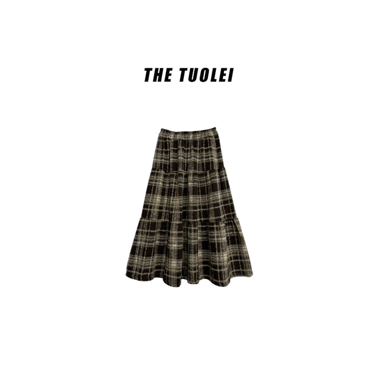 Юбка в клетку для женщин на весну и осень, с завышенной талией, стройнящая, А-силуэт, ретро, шерстяная, средней длины, с...