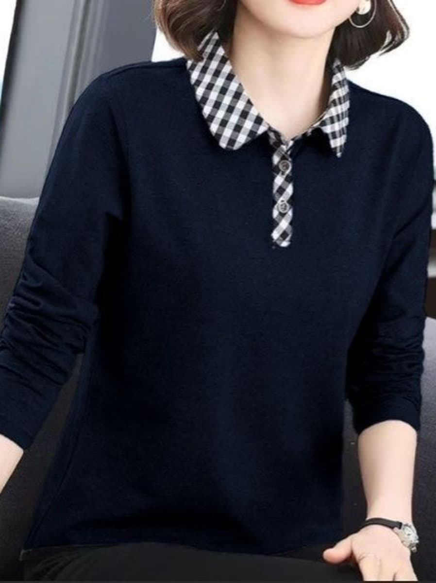 Женская элегантная рубашка с длинным рукавом, оптовая торговля, весна-осень 2025, большой размер, одежда для мам, поло, с...