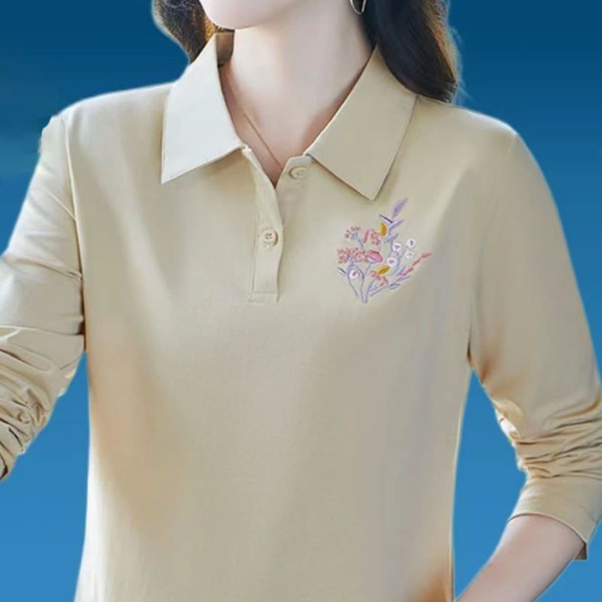 Женская рубашка с длинными рукавами на весну и осень, одежда для мам с лацканами, топ с воротником, уменьшающий возраст,...