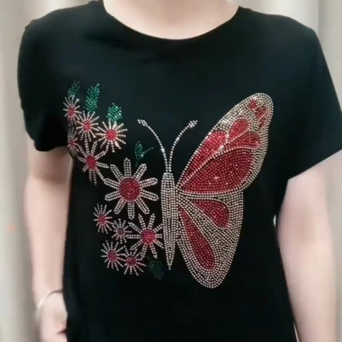 Блестящая женская летняя футболка с короткими рукавами, круглый вырез, стройнящий вид, сверхпрочный топ большого размера для...