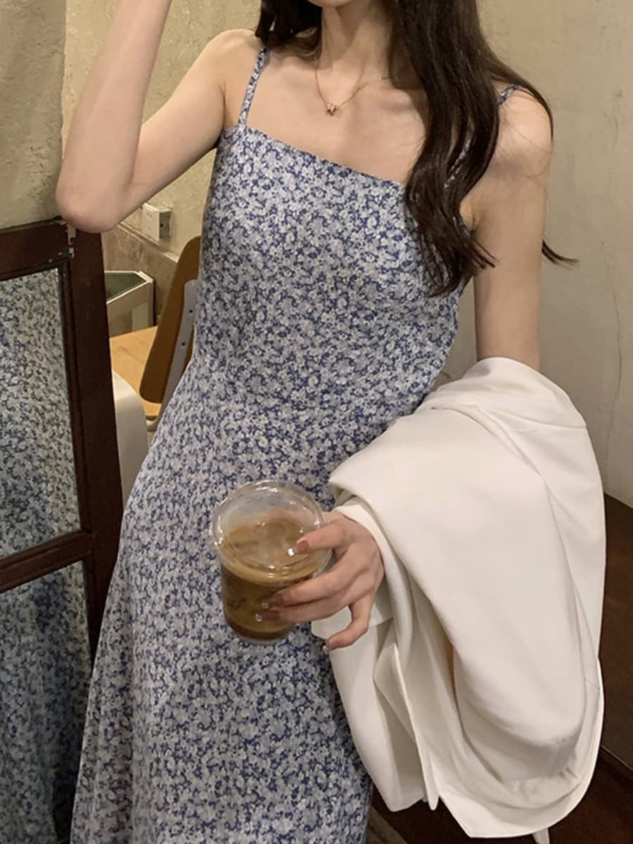 Цветочные платья женские шифоновые маленькие летние пляжные каникулы Высокие до лодыжки