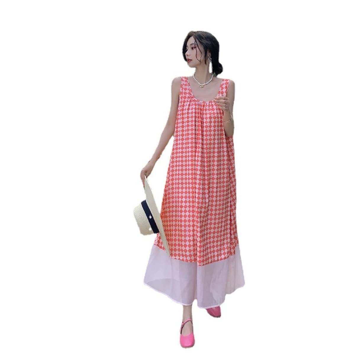 Розовое платье на бретелях с открытой спиной, большое супер свободное праздничное платье для похудения, элегантное большое...