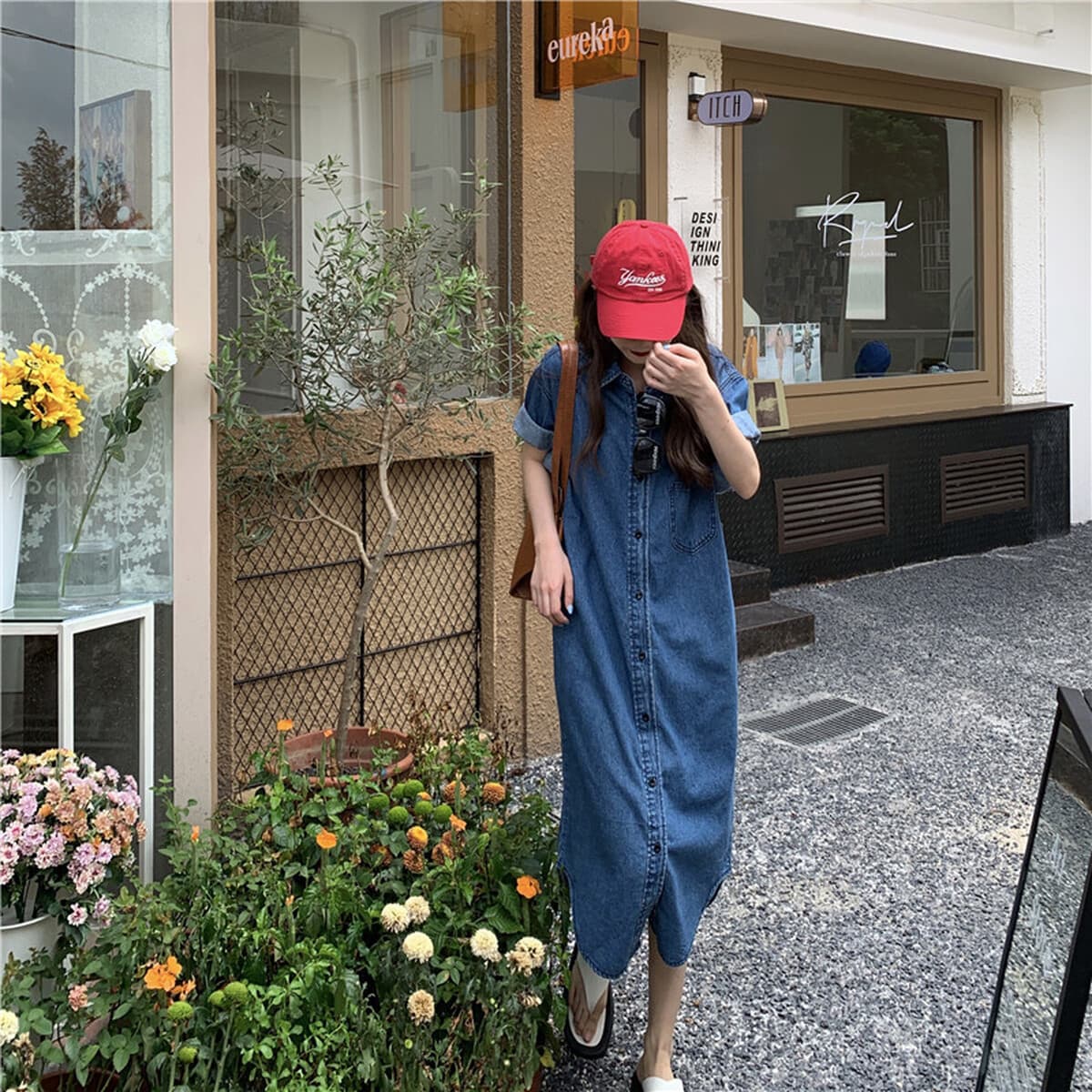 Свободное джинсовое платье-рубашка с короткими рукавами для женщин, облегающее платье средней длины, летнее длинное платье в...