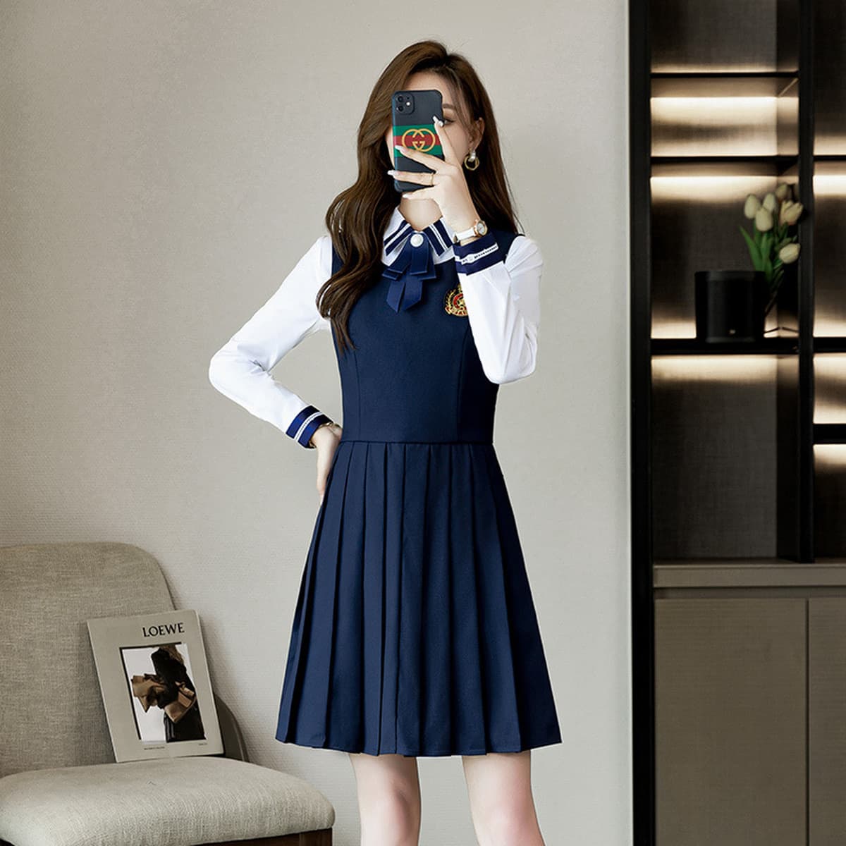 Платье в студенческом стиле женское маленькое 2023 новый пиджак в британском стиле женский жилет юбка JK Униформа костюм