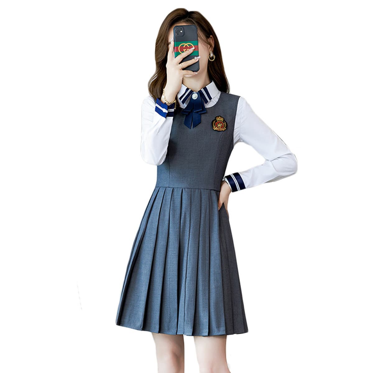 Платье в студенческом стиле женское маленькое 2023 новый пиджак в британском стиле женский жилет юбка JK Униформа костюм