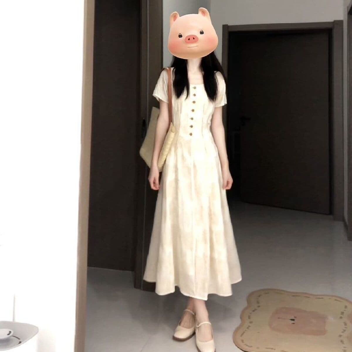 Миниатюрное темпераментное платье с квадратным вырезом в студенческом стиле для женщин, летнее новое стильное легкое...