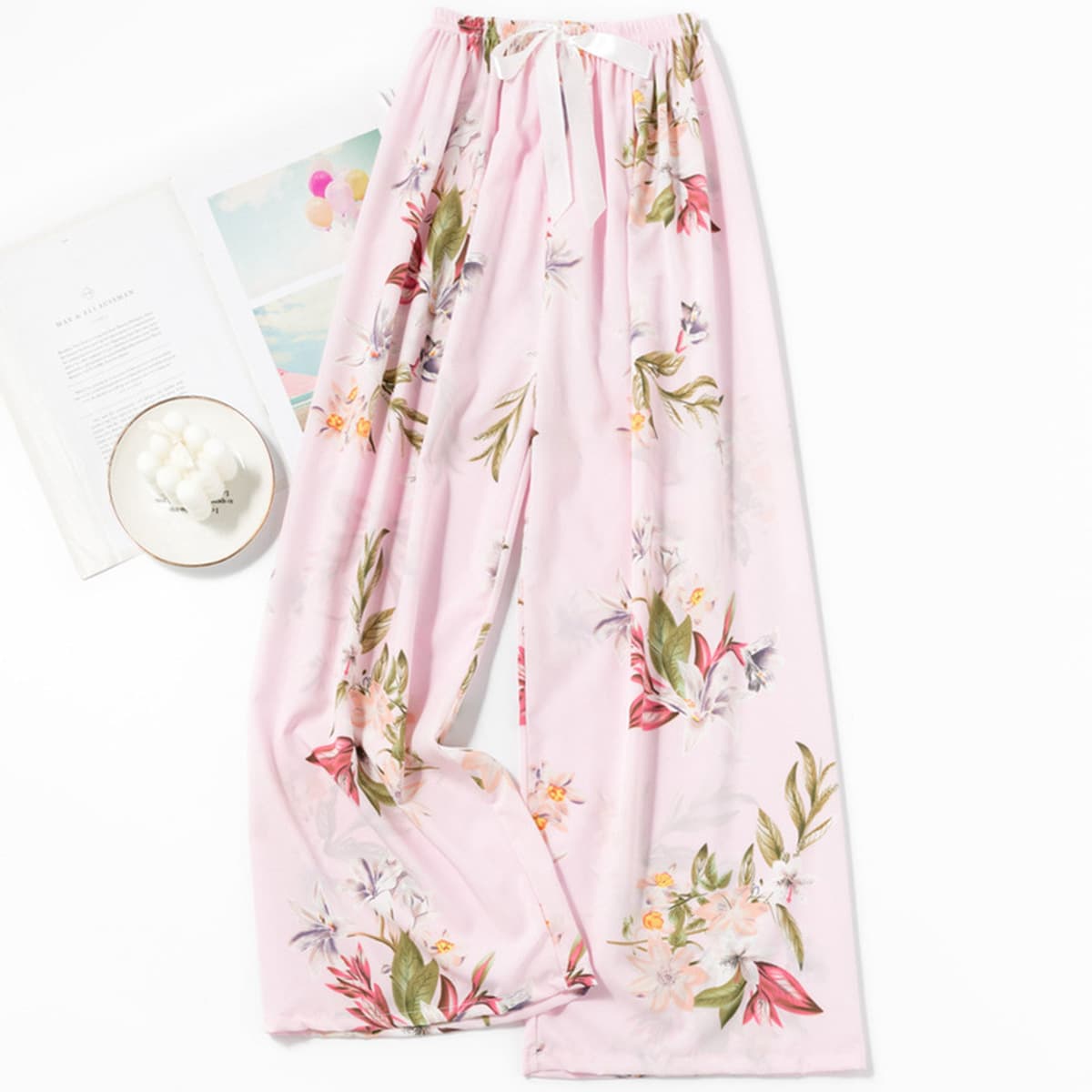 Весенние и летние новые внешнеторговые хлопчатобумажные пижамы женские тонкие удобные широкие брюки большого размера