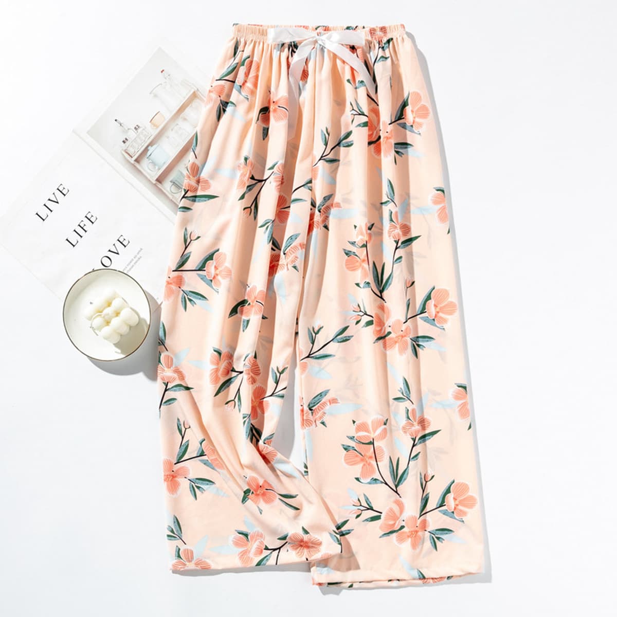 Весенние и летние новые внешнеторговые хлопчатобумажные пижамы женские тонкие удобные широкие брюки большого размера