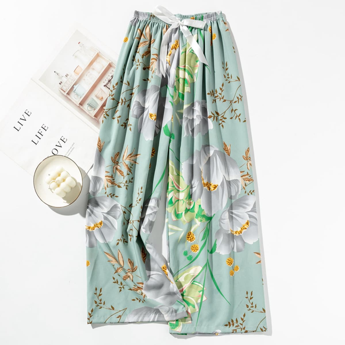 Весенние и летние новые внешнеторговые хлопчатобумажные пижамы женские тонкие удобные широкие брюки большого размера