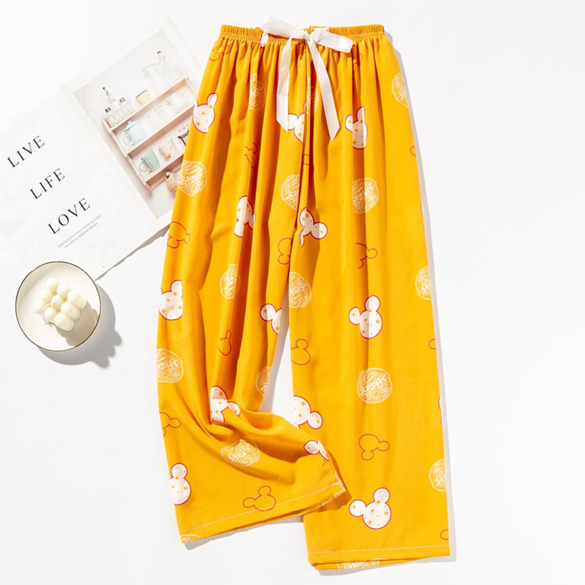 Весенние и летние новые внешнеторговые хлопчатобумажные пижамы женские тонкие удобные широкие брюки большого размера