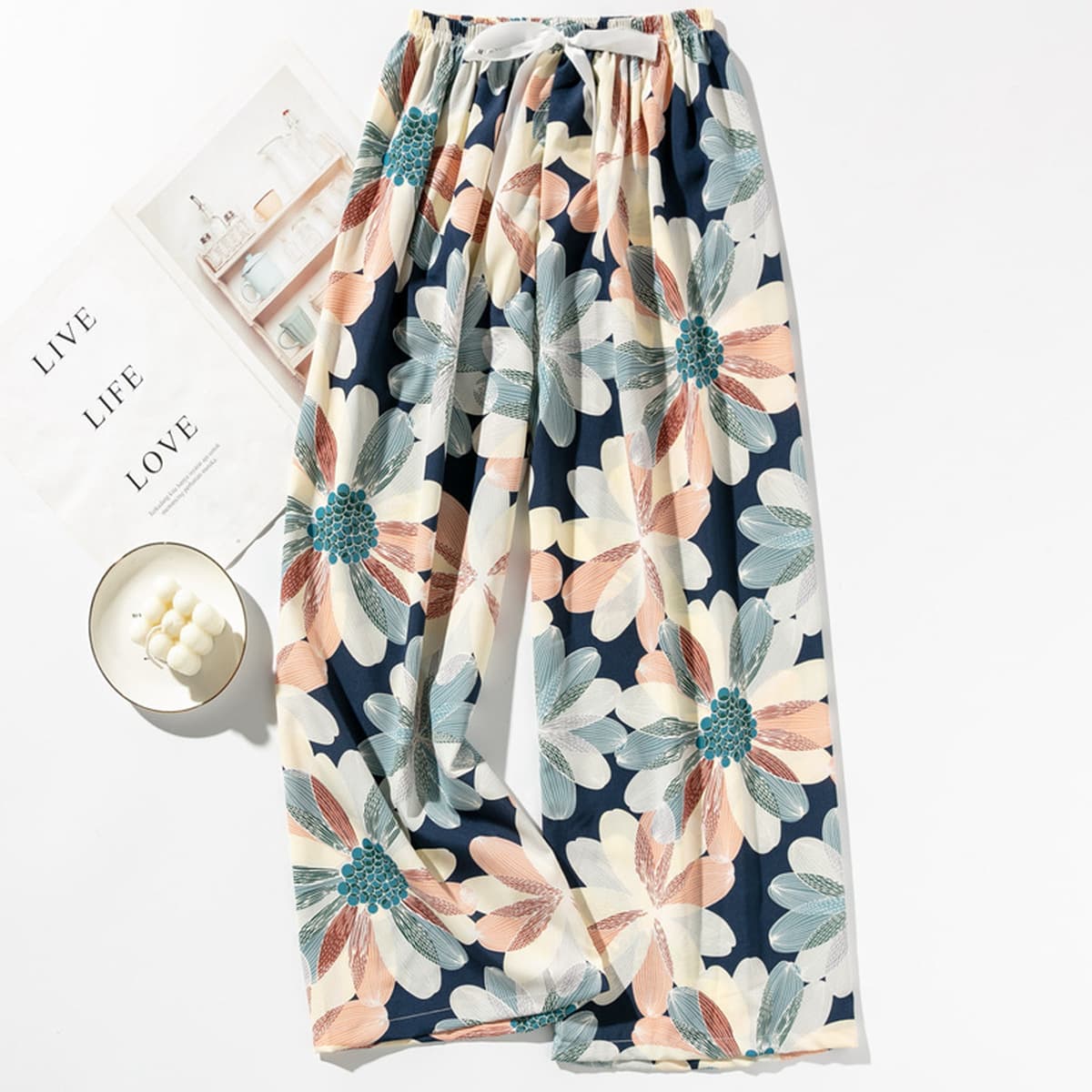 Весенние и летние новые внешнеторговые хлопчатобумажные пижамы женские тонкие удобные широкие брюки большого размера