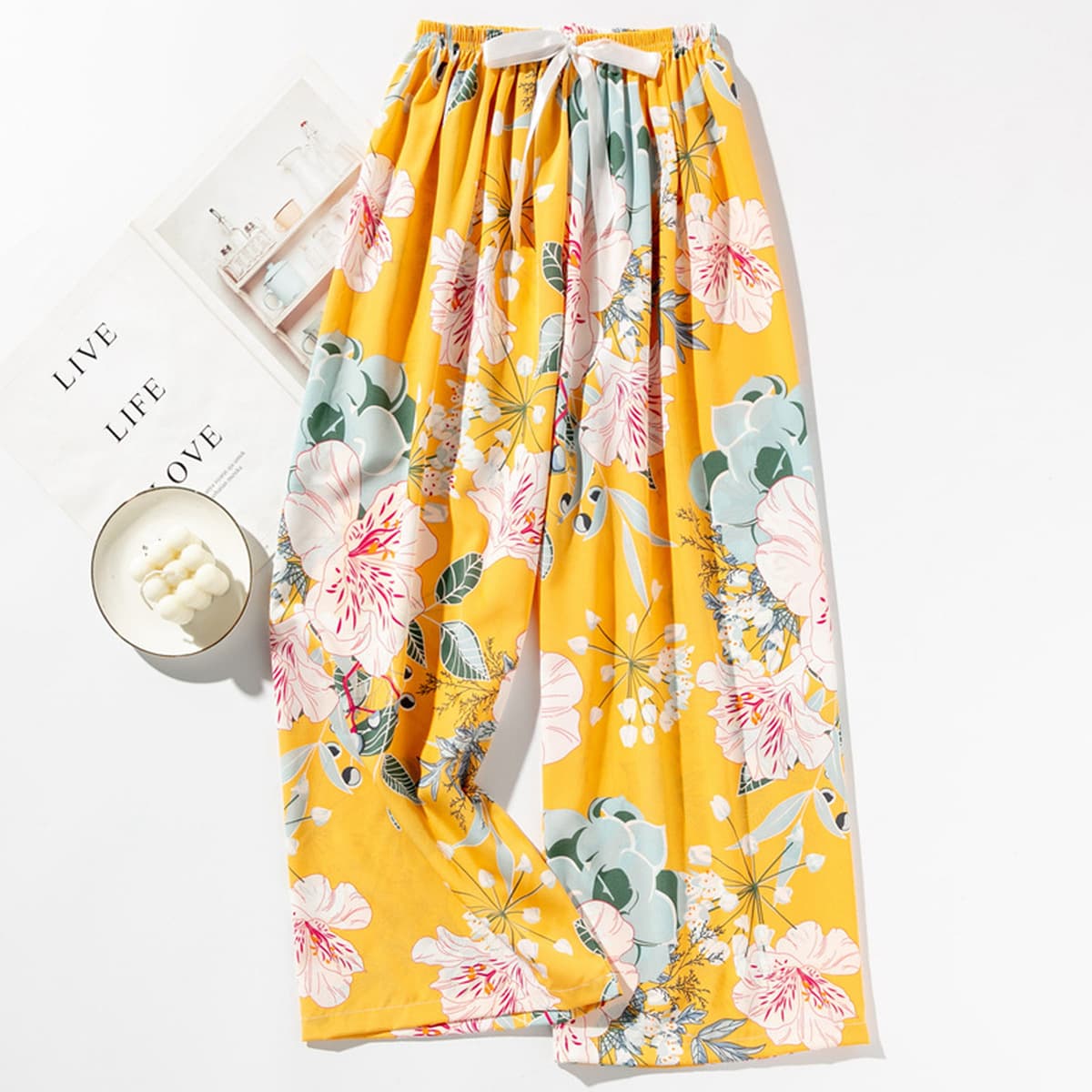 Весенние и летние новые внешнеторговые хлопчатобумажные пижамы женские тонкие удобные широкие брюки большого размера