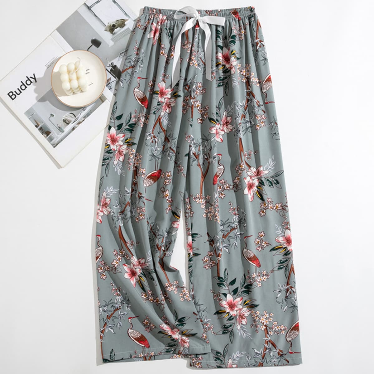 Весенние и летние новые внешнеторговые хлопчатобумажные пижамы женские тонкие удобные широкие брюки большого размера