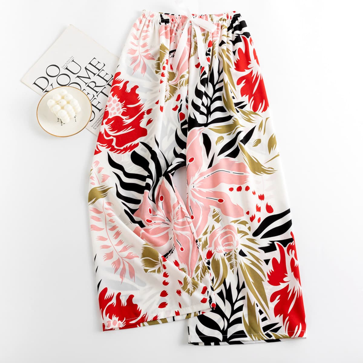 Весенние и летние новые внешнеторговые хлопчатобумажные пижамы женские тонкие удобные широкие брюки большого размера