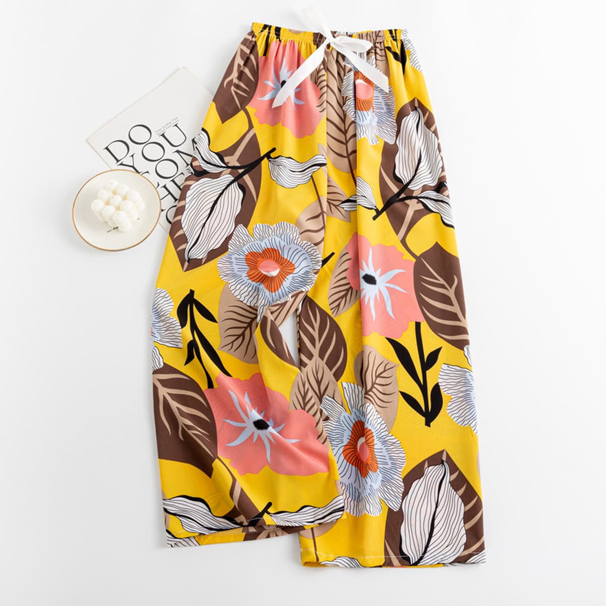 Весенние и летние новые внешнеторговые хлопчатобумажные пижамы женские тонкие удобные широкие брюки большого размера