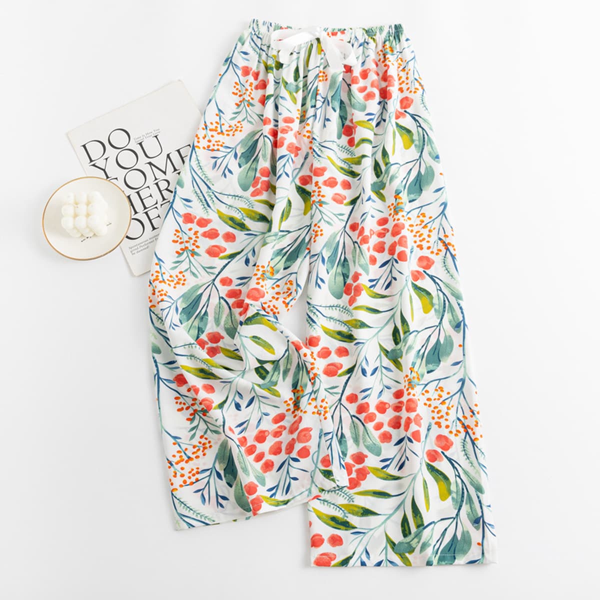 Весенние и летние новые внешнеторговые хлопчатобумажные пижамы женские тонкие удобные широкие брюки большого размера