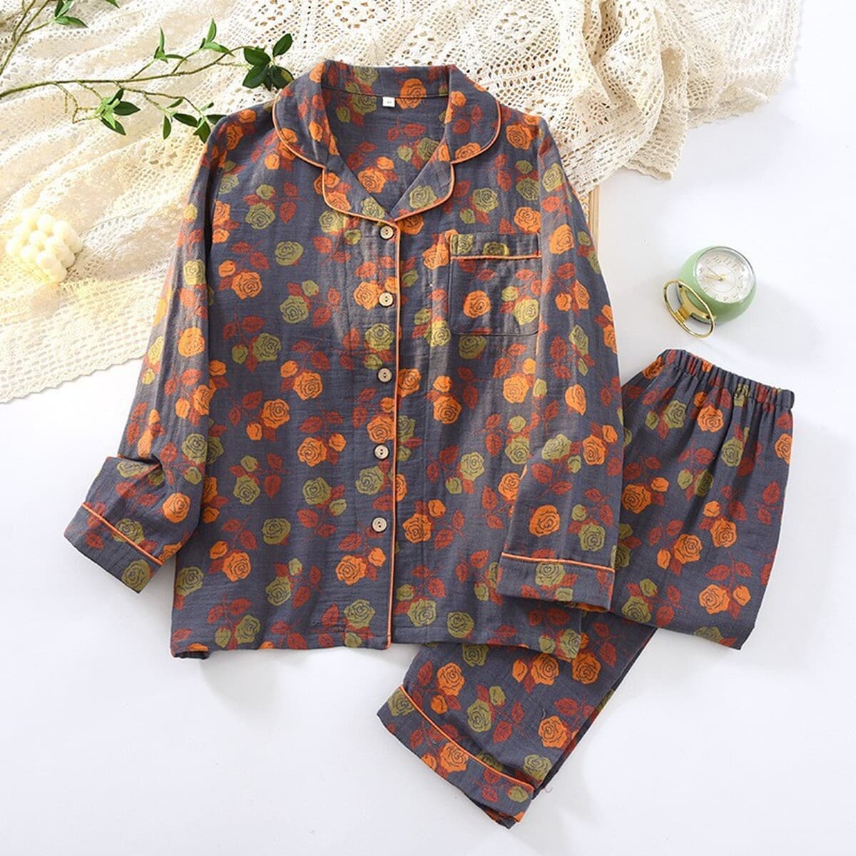 Новая жаккардовая Пижама, Женская весенне-летняя тонкая двухслойная марлевая куртка с длинными рукавами, кардиган,...