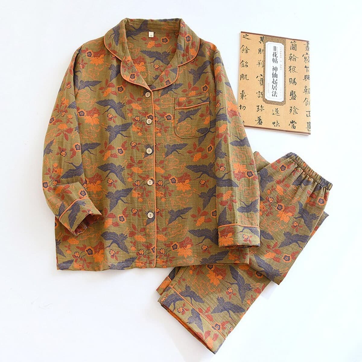 Новая жаккардовая Пижама, Женская весенне-летняя тонкая двухслойная марлевая куртка с длинными рукавами, кардиган,...