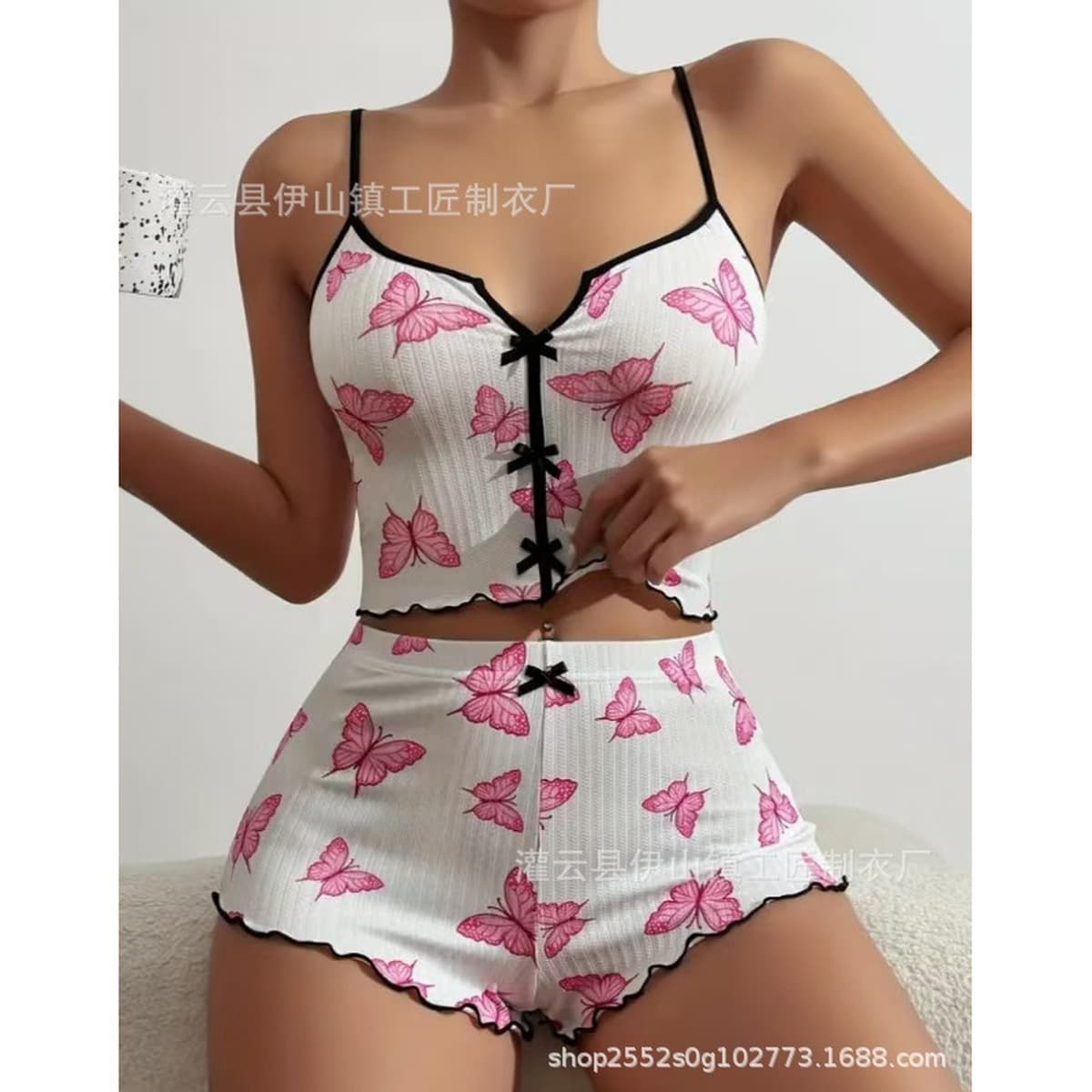 Новые шорты-подтяжки сексуальный бант разноцветный принт молочный набор для комфорта домашней одежды завод